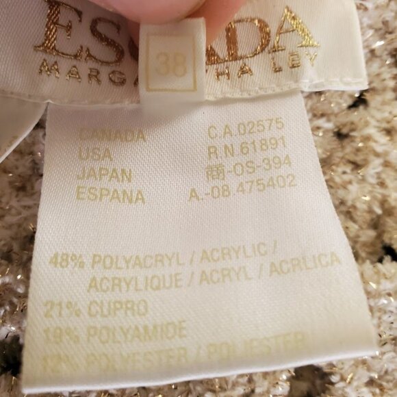 Escada Margaretha Ley Beige Gold Metallic Open Knit Mini Dress Sweater Luxury - Picture 3 of 8